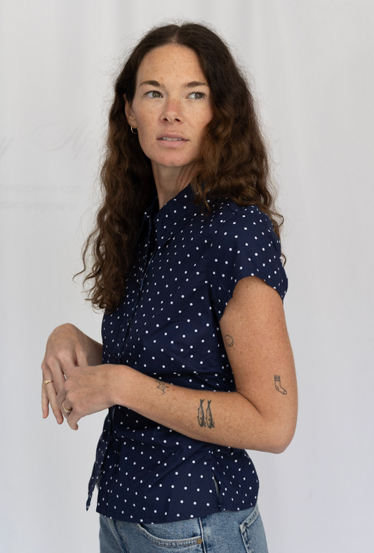 Lena Polka Dot Ruched Top