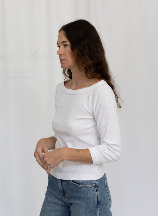 Bateau Slub Top | White