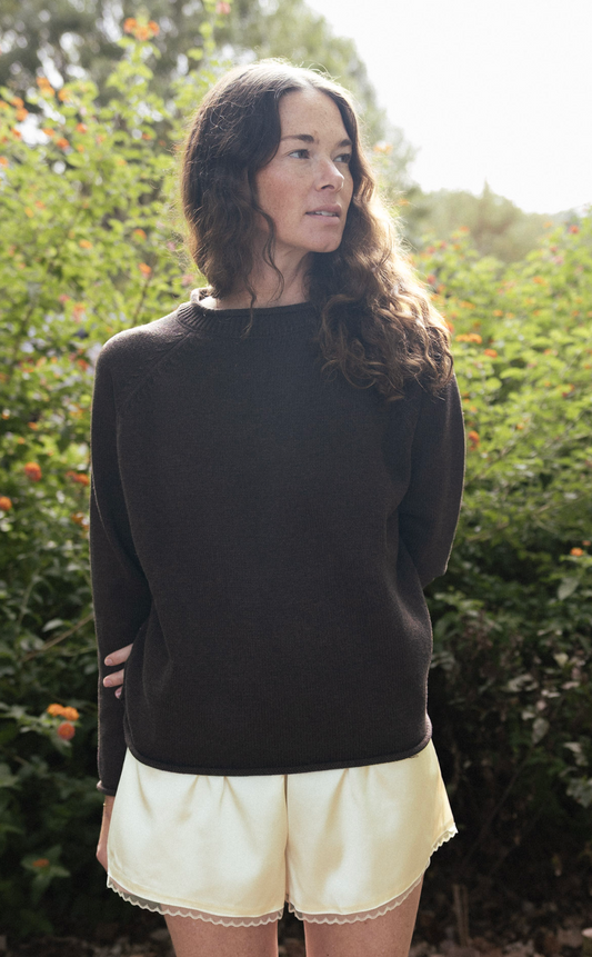 Rolled Edge Raglan Sweater | Multiple Colors