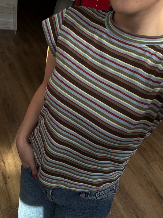 Lizz Stripe Mock Neck Tee