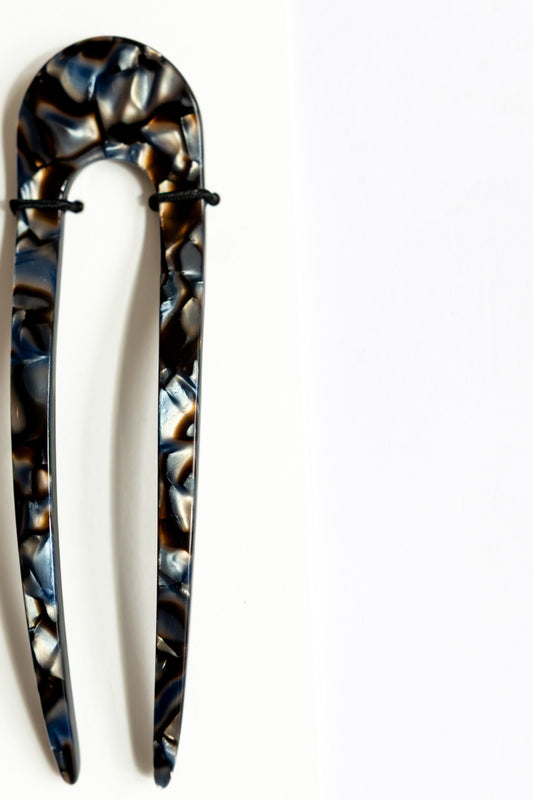 French Hair Pin in Blue Horn