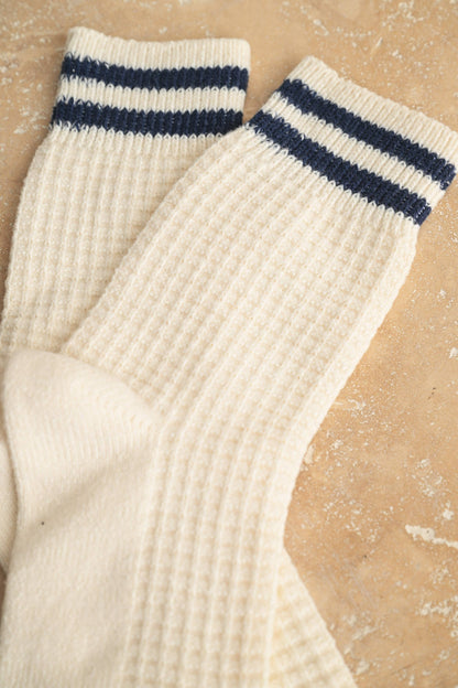 Waffle Knit Strip Socks