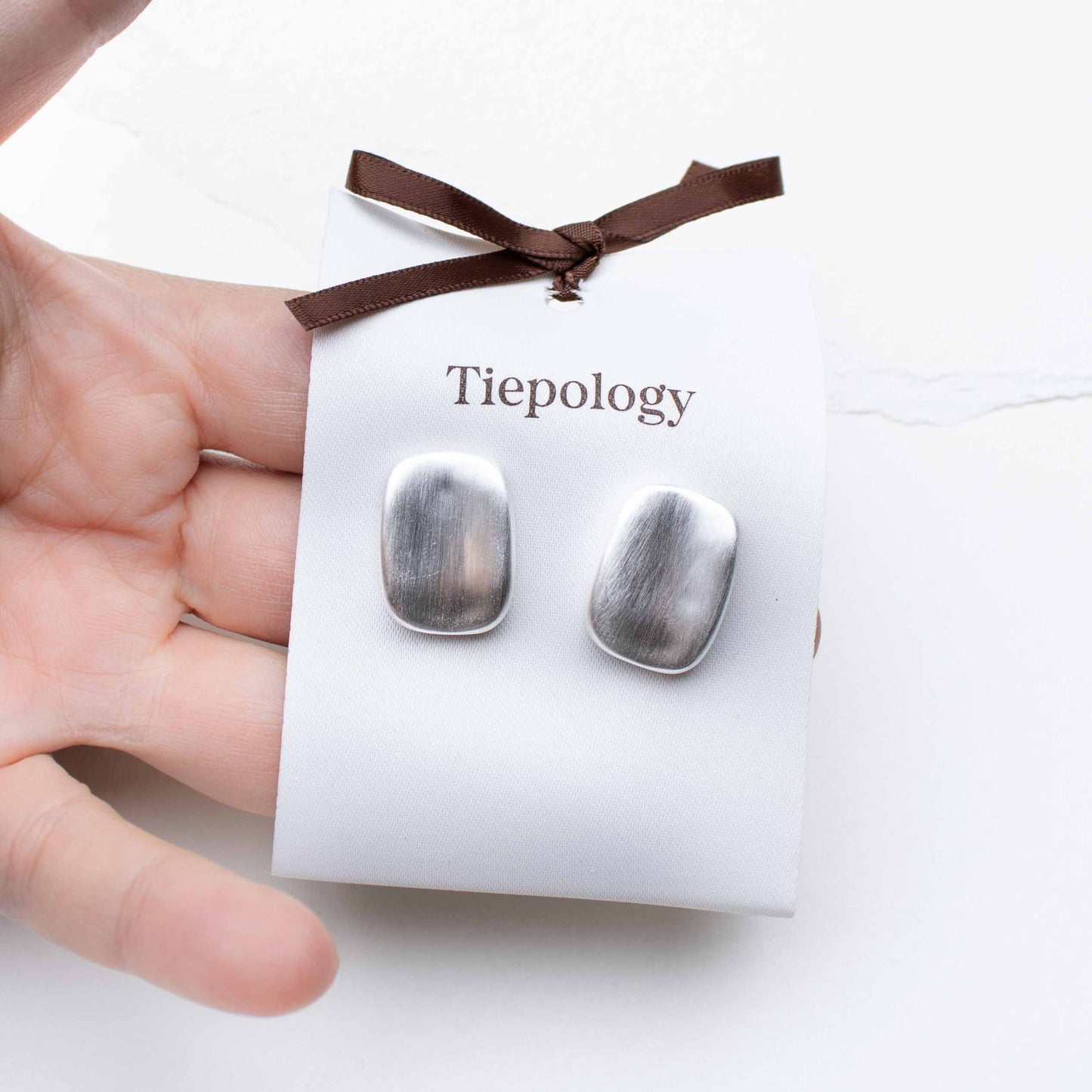 Matte Brushed Metal Stud Earrings