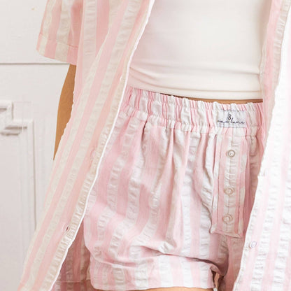 Pink Stripe Boxer PJ Set