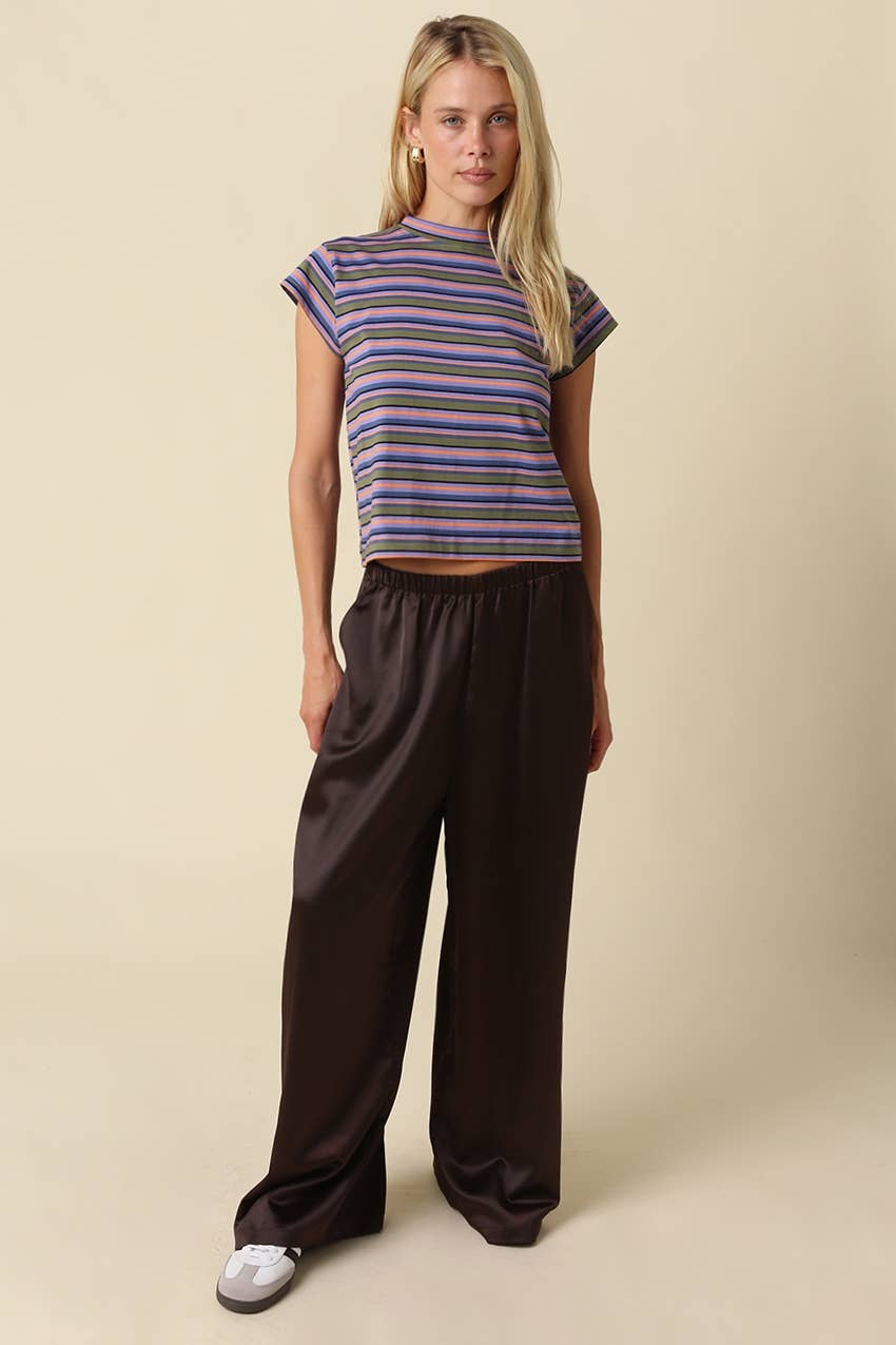Lizz Stripe Mock Neck Tee