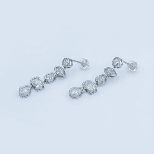 Geometric Bezel Drop Stud Earrings