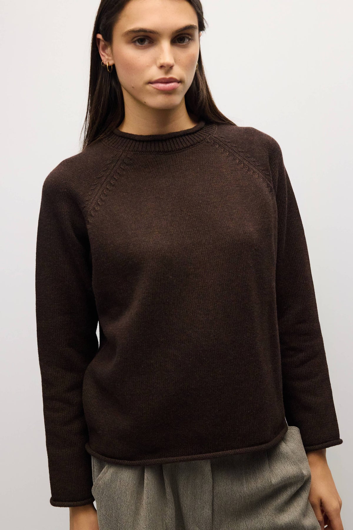 Rolled Edge Raglan Sweater | Multiple Colors