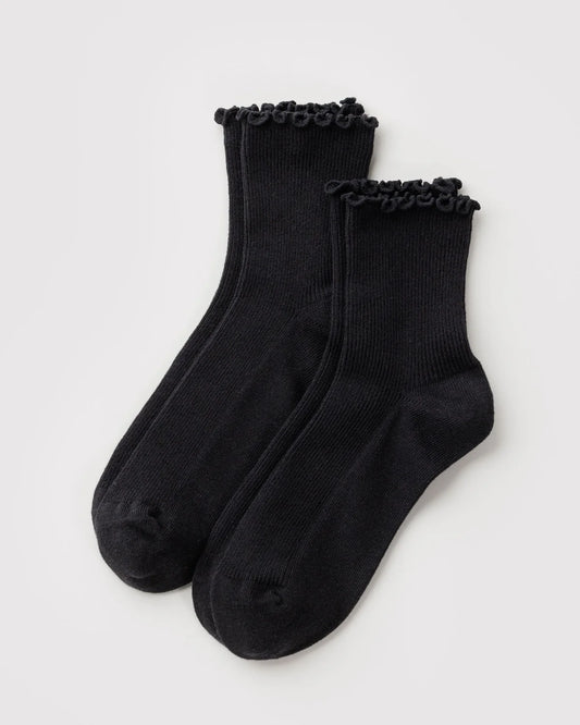 Baggu Lettuce Edge Sock | Black