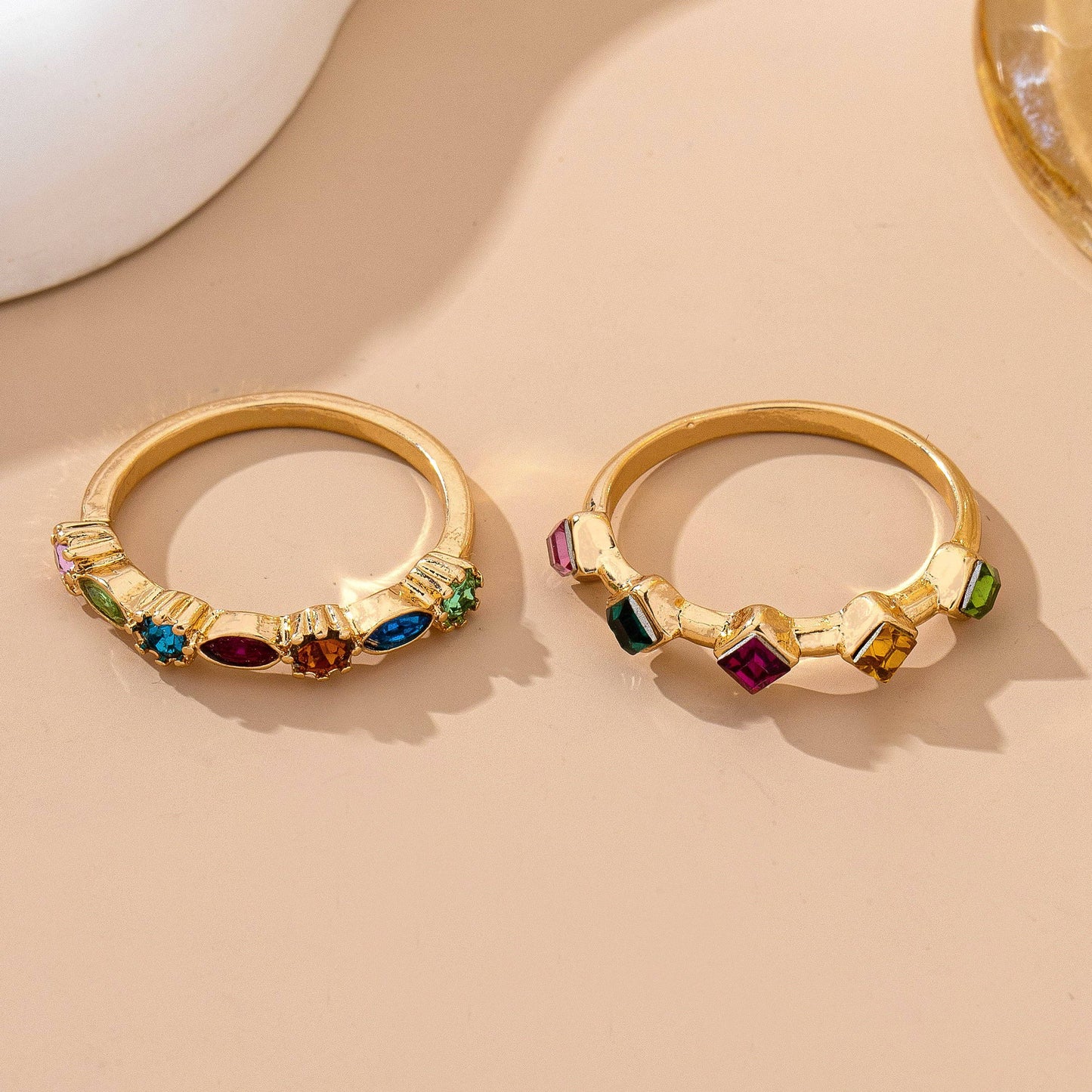 Gemstone Cluster Ring Set