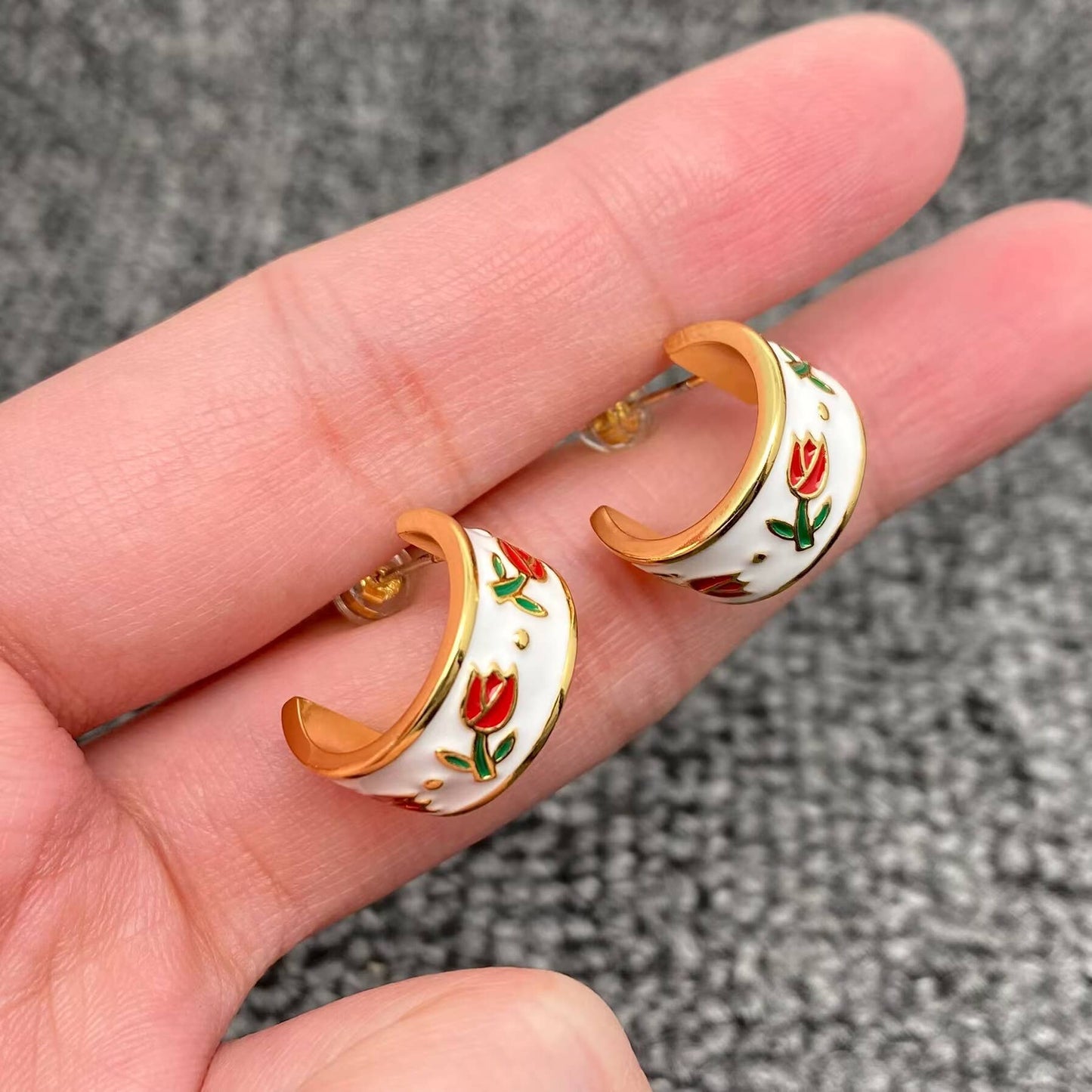 Enamel Tulip Earrings