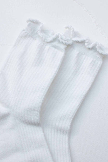 Ruffle Edge Cotton Blend Socks
