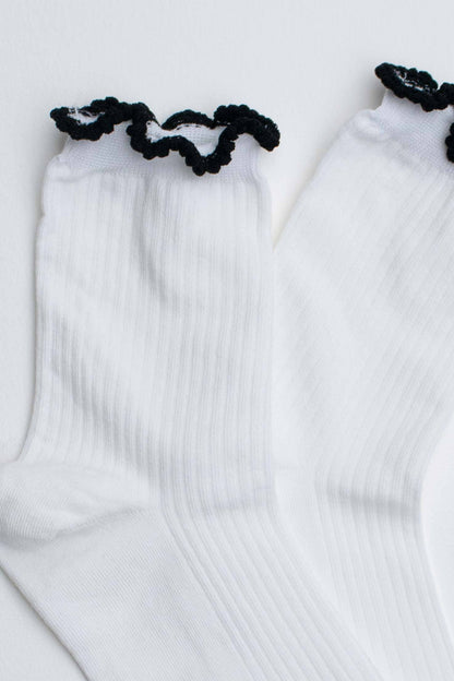Ruffle Edge Cotton Blend Socks