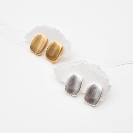 Matte Brushed Metal Stud Earrings
