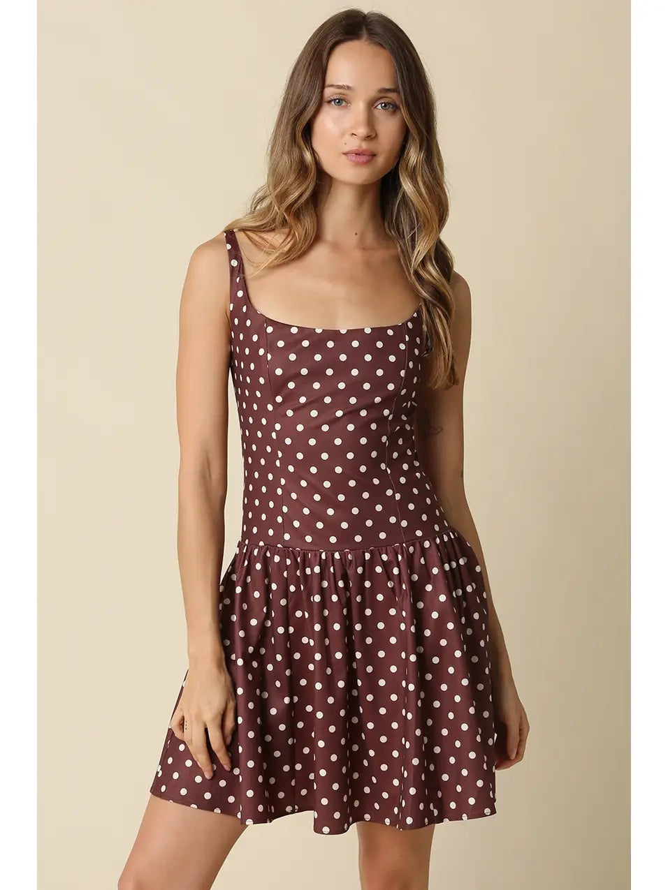 Cocoa Polka Dot Mini Dress