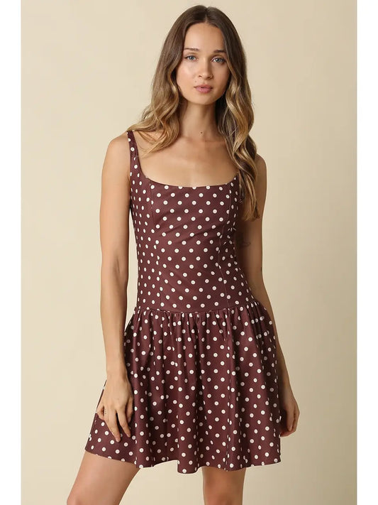 Cocoa Polka Dot Mini Dress