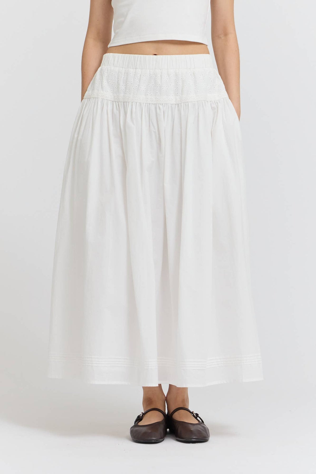 Caroline Pintuck Midi Skirt