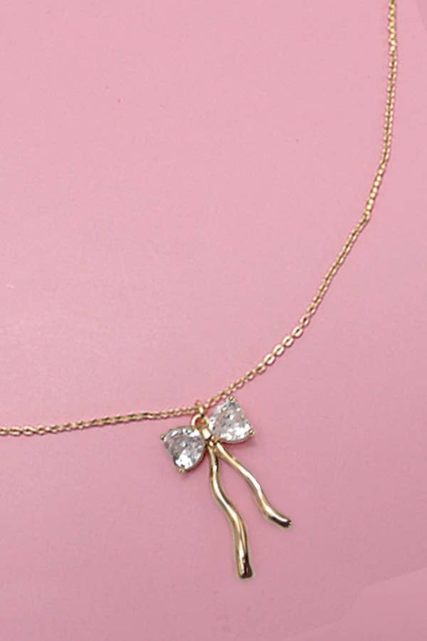 Rhinestone Bow Necklace