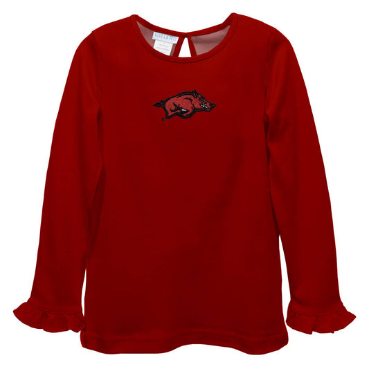 Arkansas Razorbacks Embroidered Knit Long Sleeve Girl Blouse