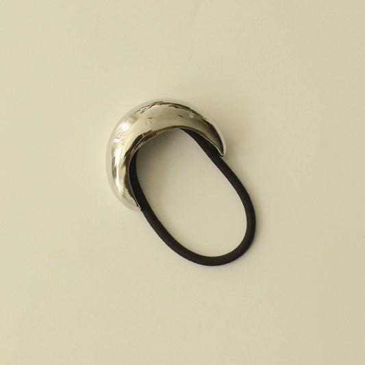 Narrow Crescent Metal Cuff Hair Tie | Silver