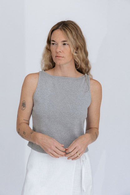 Ruth Boatneck Tank | Heather Gray