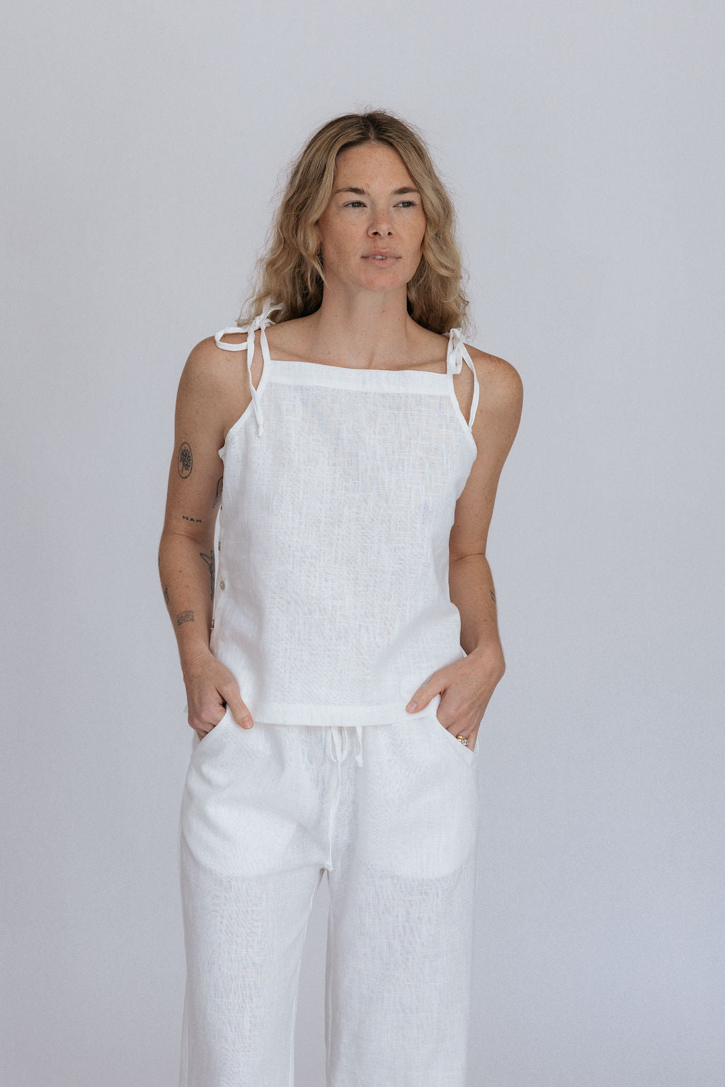 Lottie Tie Tank | White