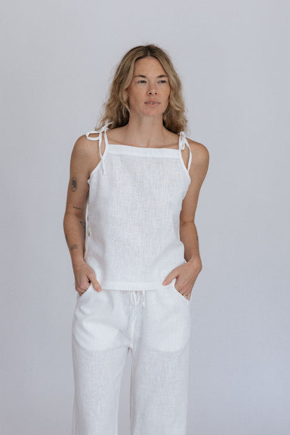 Lottie Tie Tank | White