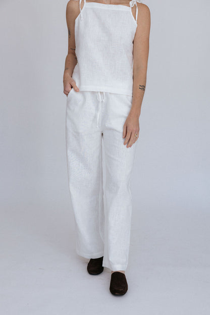 Phoebe Linen Pant | White
