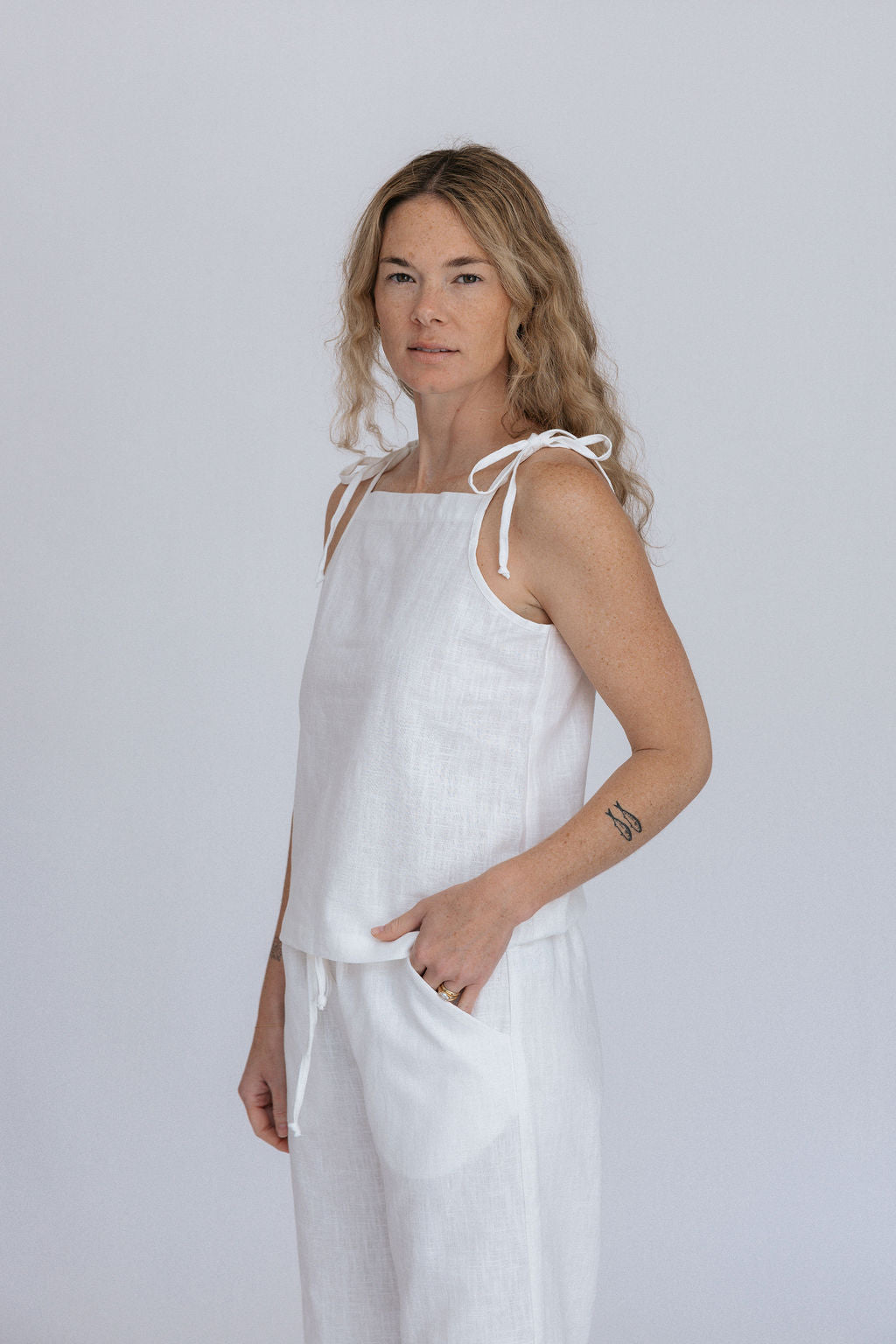 Lottie Tie Tank | White