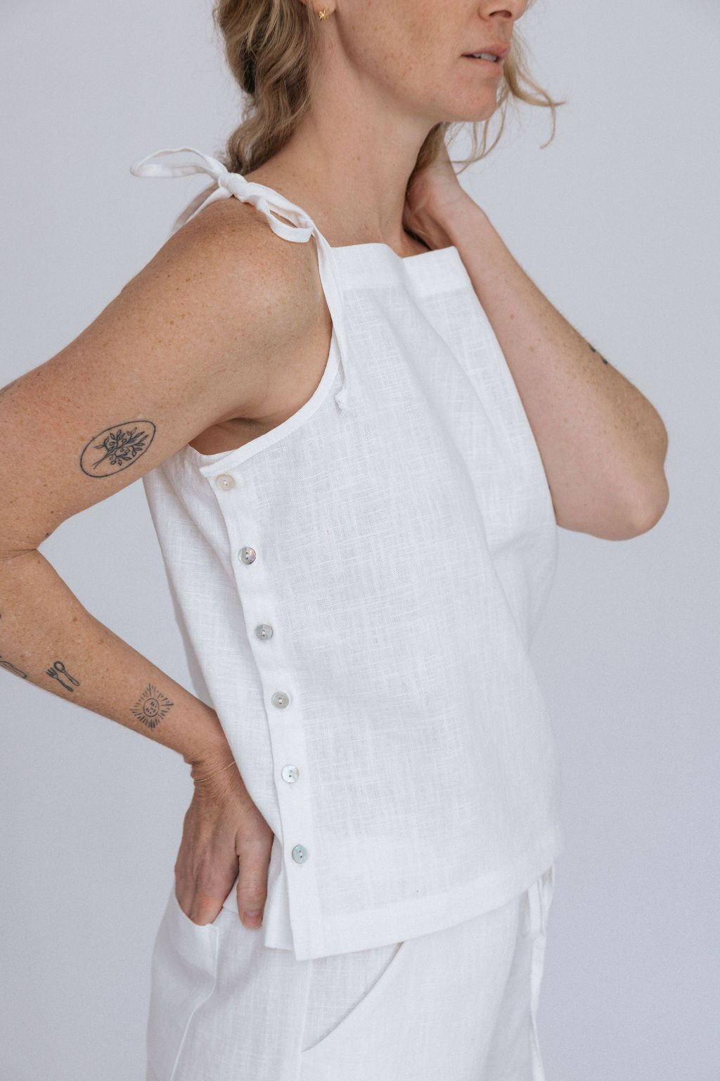 Lottie Tie Tank | White