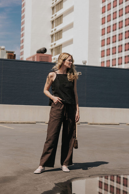Lottie Tie Tank | Black