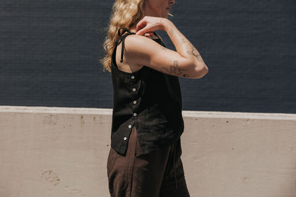 Lottie Tie Tank | Black