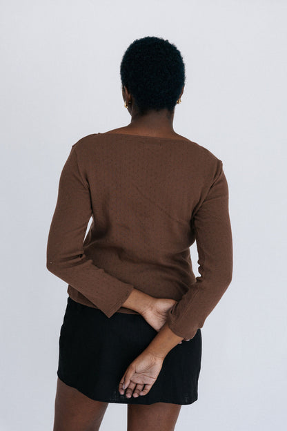 Andi Pointelle Tee | Chocolate