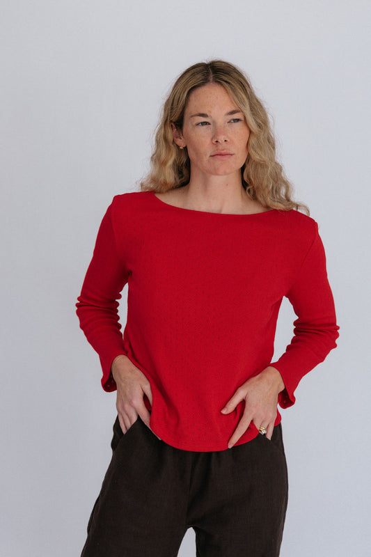 Andi Pointelle Tee | Cherry