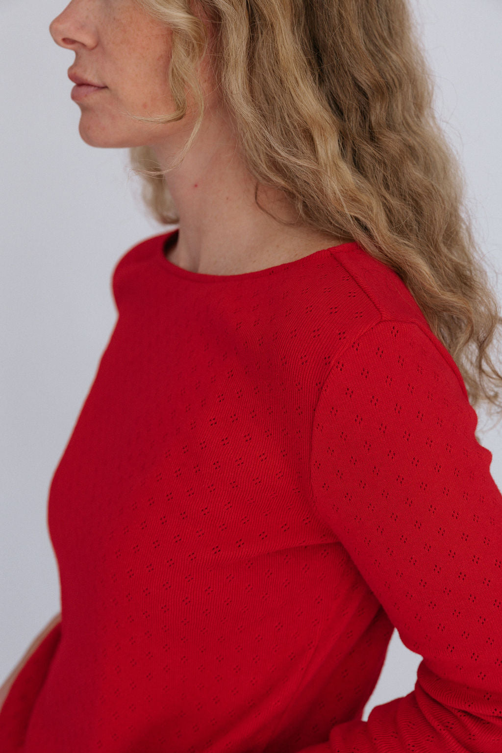 Andi Pointelle Tee | Cherry