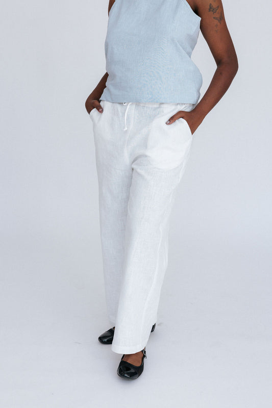 Phoebe Linen Pant | White