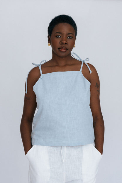 Lottie Tie Tank | Sky Blue