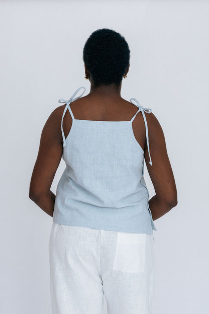 Lottie Tie Tank | Sky Blue