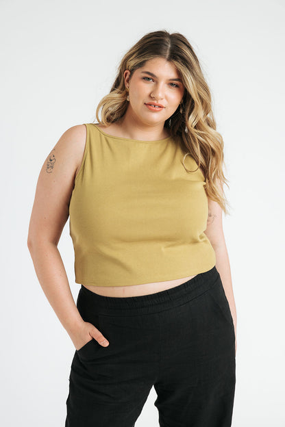 Ruth Boatneck Tank | Chartreuse