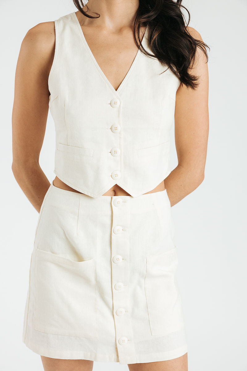 Francoise Linen Button Skirt