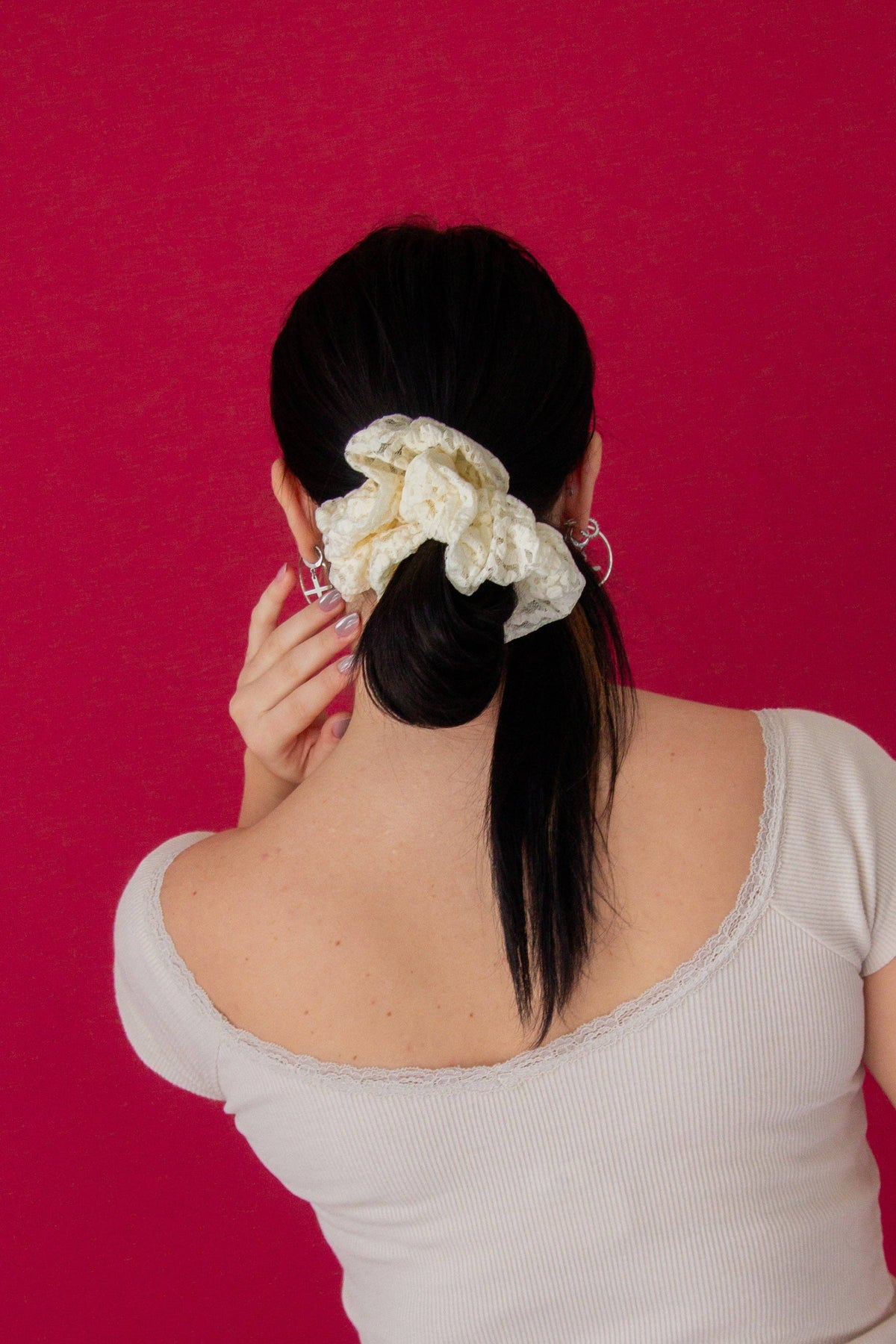 Cream Lace Jumbo Scrunchie