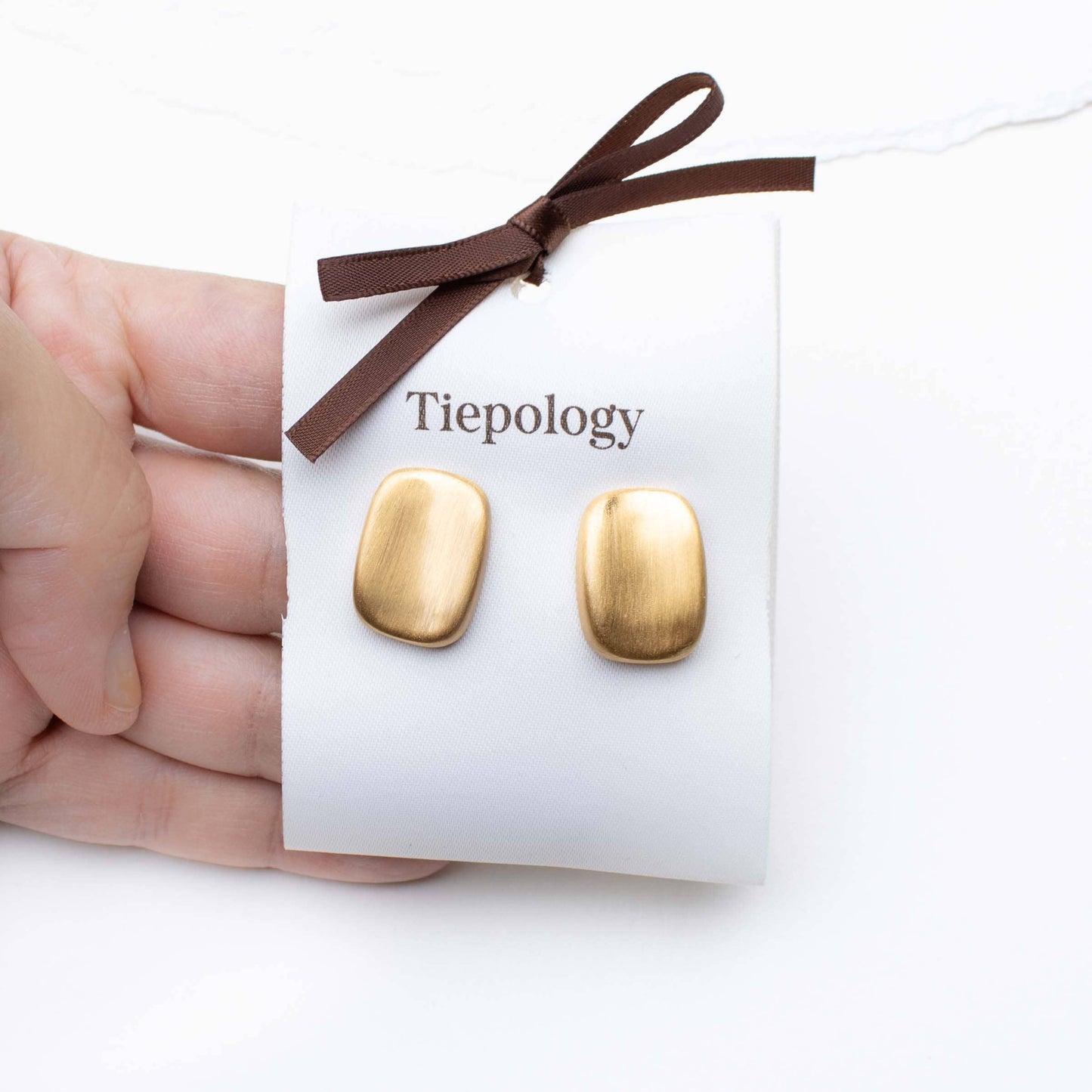 Matte Brushed Metal Stud Earrings