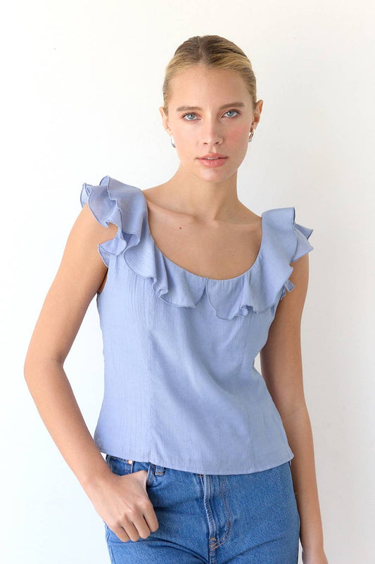 Ruffle Neckline Top
