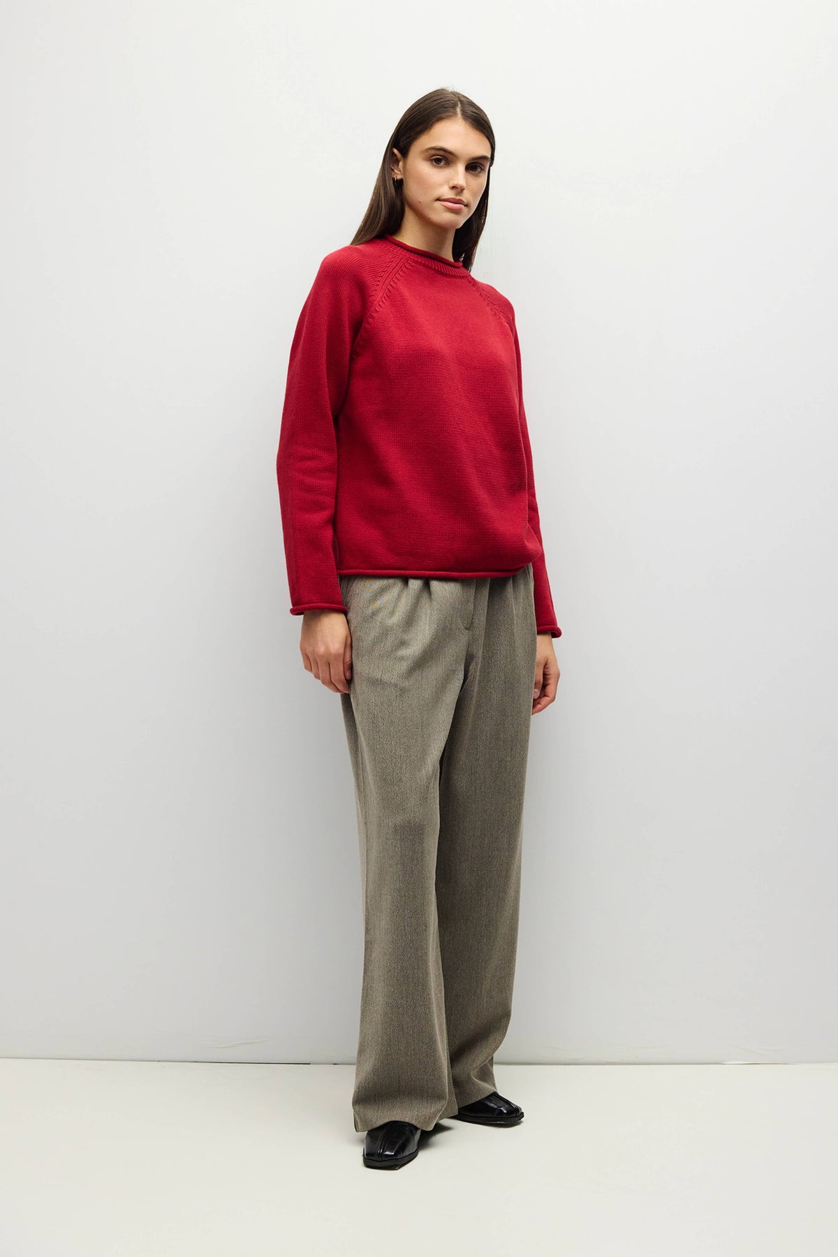 Rolled Edge Raglan Sweater | Multiple Colors