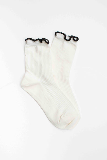 Ruffle Edge Cotton Blend Socks
