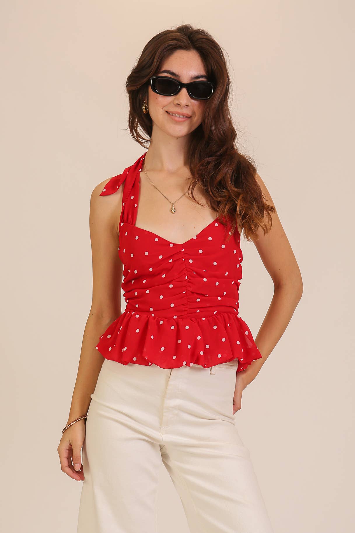 Sweetheart Polka Dot Halter Top