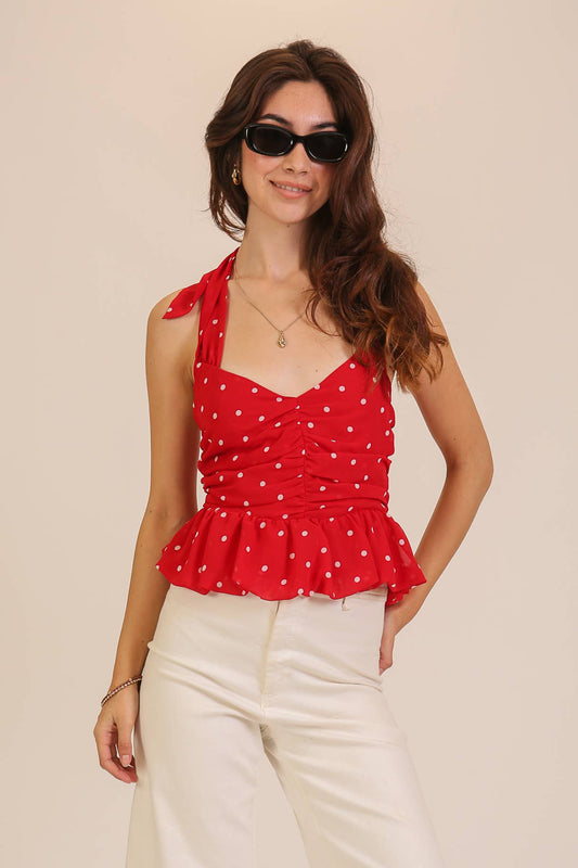 Sweetheart Polka Dot Halter Top