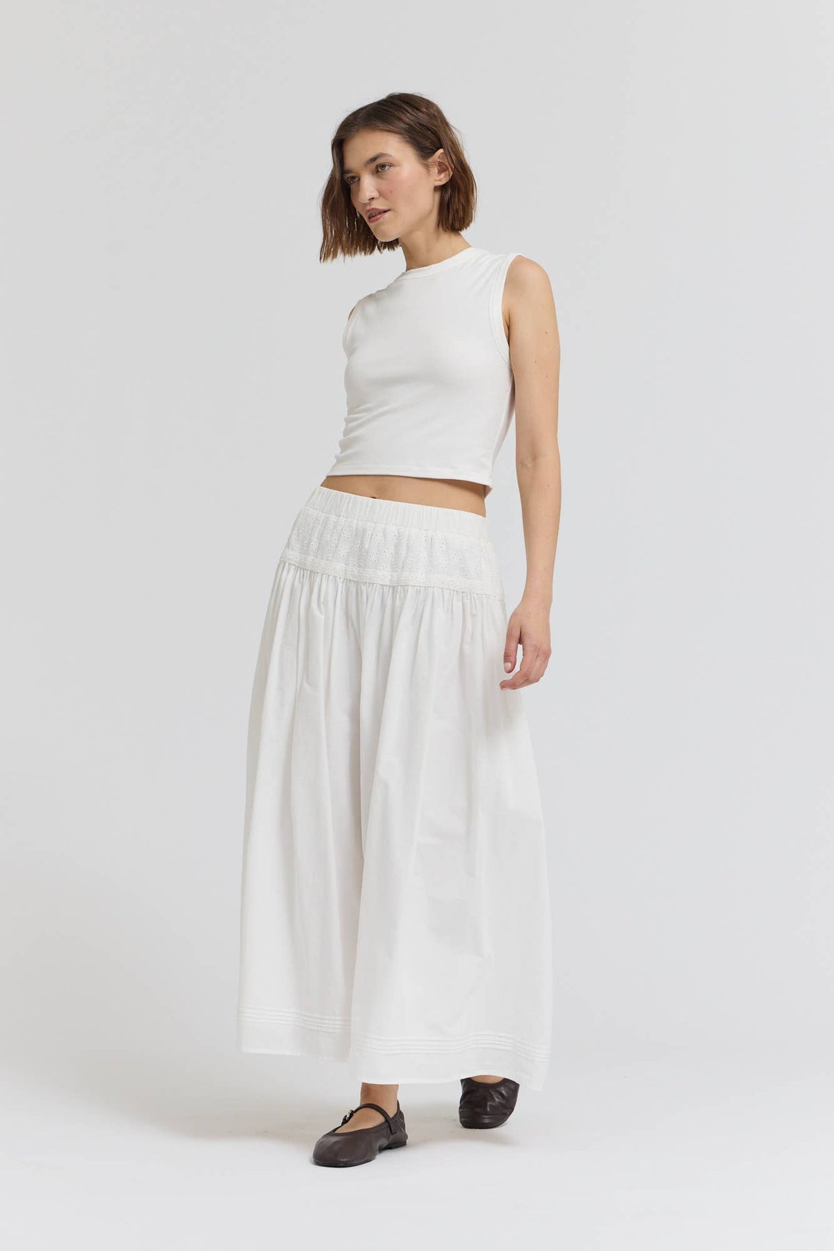 Caroline Pintuck Midi Skirt
