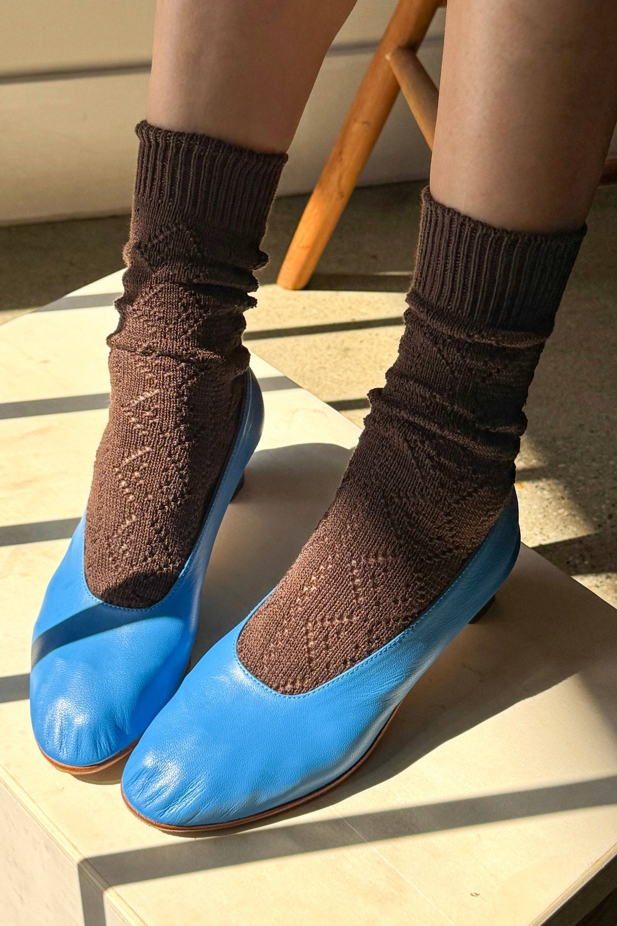 Modal Eyelet Sock | Brown