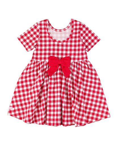 Red Gingham Twirl Dress