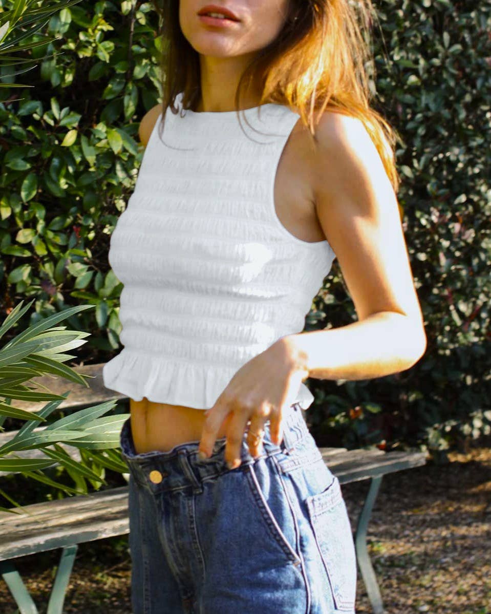 Shirred Ruffle Top